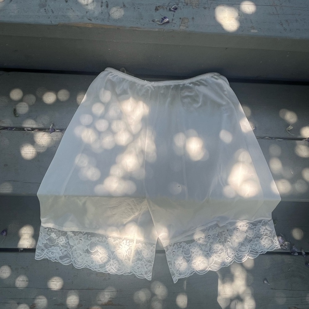 White Satin Lace Sleep Shorts
